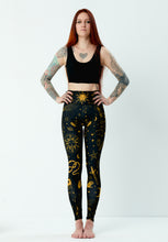 Load image into Gallery viewer, Witch Leggings Black & Yellow Pattern
