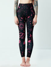 Load image into Gallery viewer, Witch Leggings Black & Pink Pattern