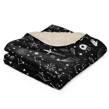 Load image into Gallery viewer, Witchy Blanket ! Black & White Halloween Blanket ! 3 Sizes, Witchy Sherpa Blanket