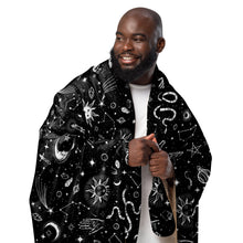 Load image into Gallery viewer, Witchy Blanket ! Black & White Halloween Blanket ! 3 Sizes, Witchy Sherpa Blanket