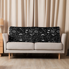 Load image into Gallery viewer, Witchy Blanket ! Black & White Halloween Blanket ! 3 Sizes, Witchy Sherpa Blanket