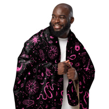 Load image into Gallery viewer, Witchy Blanket ! Black & Pink Halloween Blanket ! 3 Sizes, Witchy Sherpa Blanket