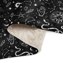 Load image into Gallery viewer, Witchy Blanket ! Black & White Halloween Blanket ! 3 Sizes, Witchy Sherpa Blanket