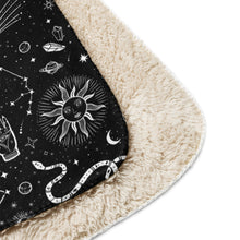 Load image into Gallery viewer, Witchy Blanket ! Black & White Halloween Blanket ! 3 Sizes, Witchy Sherpa Blanket