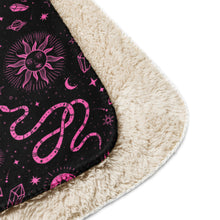 Load image into Gallery viewer, Witchy Blanket ! Black & Pink Halloween Blanket ! 3 Sizes, Witchy Sherpa Blanket