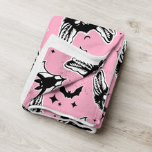 Load image into Gallery viewer, Witchy Bats Throw Blanket, Pink and Black Halloween Blanket ! 2 Sizes, Dracula Blanket
