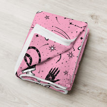 Load image into Gallery viewer, Witchy Bats Throw Blanket, Pink and Black Halloween Blanket ! 2 Sizes