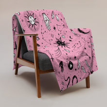 Load image into Gallery viewer, Witchy Bats Throw Blanket, Pink and Black Halloween Blanket ! 2 Sizes