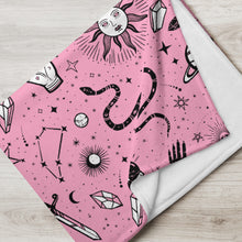 Load image into Gallery viewer, Witchy Bats Throw Blanket, Pink and Black Halloween Blanket ! 2 Sizes