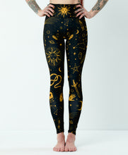 Load image into Gallery viewer, Witch Leggings Black & Yellow Pattern