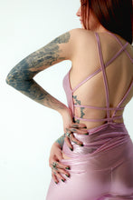 Load image into Gallery viewer, Pink Sparkly Body Suit, Pentagram stripes back, Festival Top