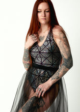 Load image into Gallery viewer, Body Suit, Silver Holographic Glass Pane, Festival Top