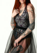 Load image into Gallery viewer, Body Suit, Silver Holographic Glass Pane, Festival Top