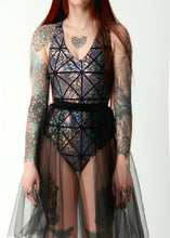 Load image into Gallery viewer, Body Suit, Silver Holographic Glass Pane, Festival Top