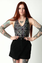 Load image into Gallery viewer, Body Suit, Silver Holographic Glass Pane, Festival Top