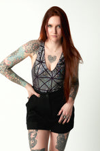 Load image into Gallery viewer, Body Suit, Silver Holographic Glass Pane, Festival Top