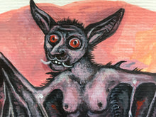 Load image into Gallery viewer, Bat Chimera, Original art work, Cosmic egg, Orphic egg, Air element, Acrylic on Watercolor paper 220 gsm, 6"x8.2