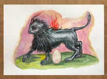 Load image into Gallery viewer, Lion Chimera / Cosmic Egg, Original art work, Acrylic on Watercolor paper 220 gsm, 6"x8.2