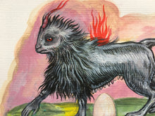 Load image into Gallery viewer, Lion Chimera / Cosmic Egg, Original art work, Acrylic on Watercolor paper 220 gsm, 6"x8.2