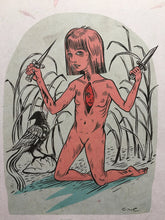 Load image into Gallery viewer, Mama Hunter, Art Print, Witch Art Print, Feminist Art, Digital Giclée Print on handmade Japanese paper with flowers 8"x11"