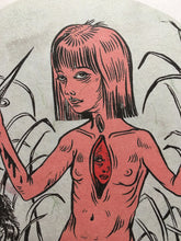 Load image into Gallery viewer, Mama Hunter, Art Print, Witch Art Print, Feminist Art, Digital Giclée Print on handmade Japanese paper with flowers 8"x11"