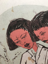 Load image into Gallery viewer, Best Friends and Cat, Digital Giclée Print on Japanese paper with flowers 8"x11"