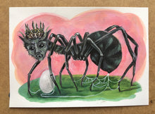 Load image into Gallery viewer, Spider Chimera  / Cosmic Egg, Orphic egg, Earth Element, Original art work, Acrylic on Watercolor paper 220 gsm, 6"x8.2