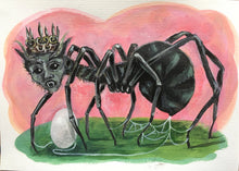 Load image into Gallery viewer, Spider Chimera  / Cosmic Egg, Orphic egg, Earth Element, Original art work, Acrylic on Watercolor paper 220 gsm, 6"x8.2