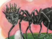 Load image into Gallery viewer, Spider Chimera  / Cosmic Egg, Orphic egg, Earth Element, Original art work, Acrylic on Watercolor paper 220 gsm, 6"x8.2