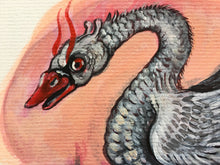 Load image into Gallery viewer, Swan Chimera / Cosmic Egg, Orphic egg, Water Element, Original art work, Acrylic on Watercolor paper 220 gsm, 6"x8.2, Handmade