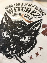 Load image into Gallery viewer, Heat transfer vinly sticker, Rebel Black Cat, Black glitter / Black flex soft vinyl