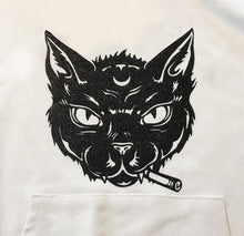 Load image into Gallery viewer, Heat transfer vinly sticker, Rebel Black Cat, Black glitter / Black flex soft vinyl