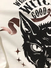 Load image into Gallery viewer, Heat transfer vinly sticker, Rebel Black Cat, Black glitter / Black flex soft vinyl