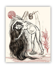 Load image into Gallery viewer, Pregnant Enchantress, Pregnant Witch Art print,  21x29,7 cm