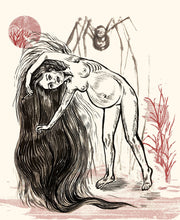 Load image into Gallery viewer, Pregnant Enchantress, Pregnant Witch Art print,  21x29,7 cm
