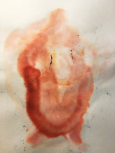 Load image into Gallery viewer, Bat Lady, Original Black Ink and Red Ecoline Drawing, Bat Inanna Illustration, Nude Bat Woman