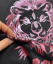 Load image into Gallery viewer, Blue and Pink Metallic Lion T-shirt, Kundalini Lion Tee