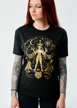 Load image into Gallery viewer, Gold Inanna T-shirt with stars