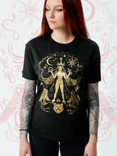 Load image into Gallery viewer, Gold Inanna T-shirt with stars