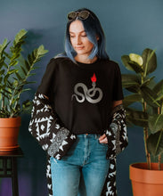 Load image into Gallery viewer, Silver Snake T-Shirt with Flame, Limited