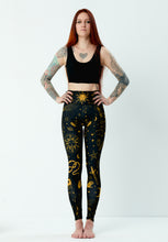 Load image into Gallery viewer, Witch Leggings Black &amp; Yellow Pattern
