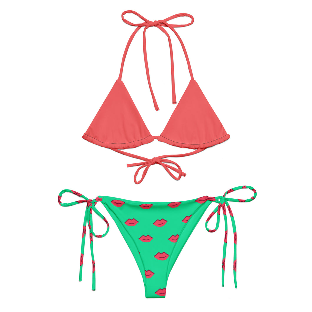 All-over print recycled string bikini