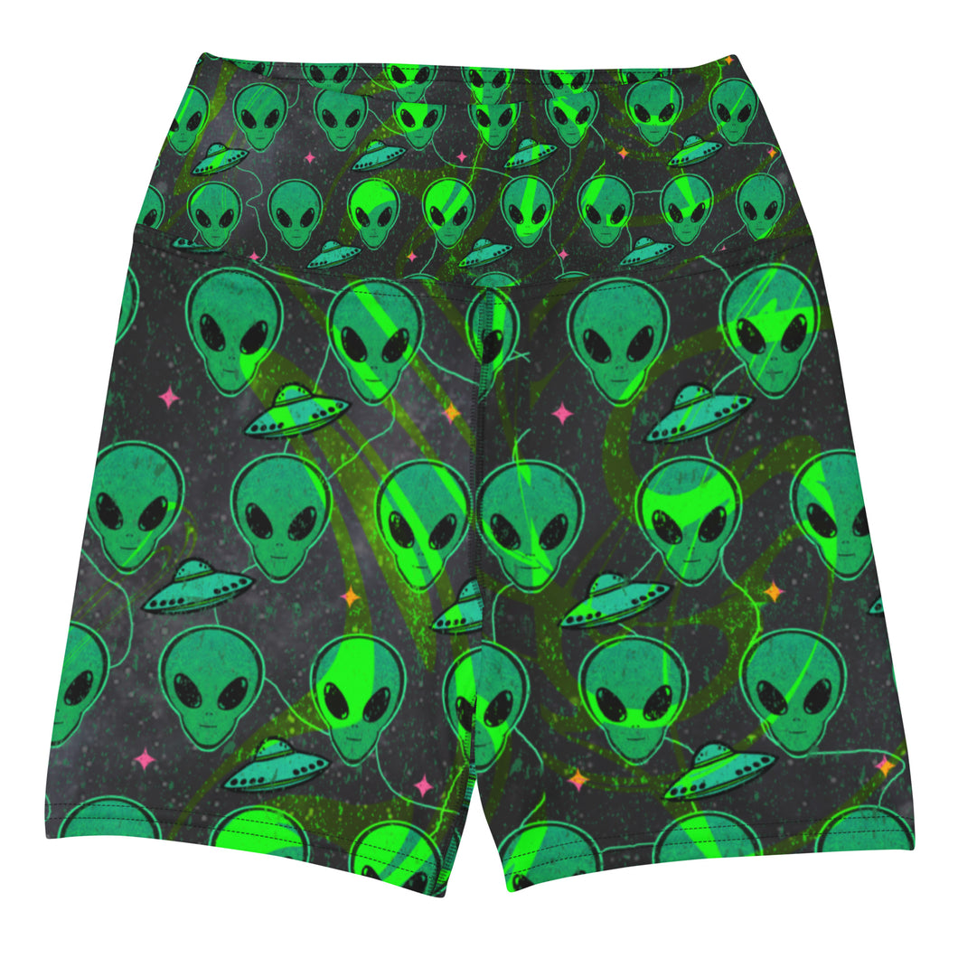 Alien head - UFO Yoga Shorts