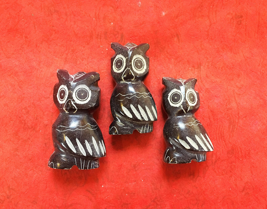 Owl Figurine, Basalt Stone