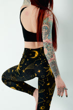 Load image into Gallery viewer, Witch Leggings Black &amp; Yellow Pattern
