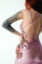 Load image into Gallery viewer, Pink Sparkly Body Suit, Pentagram stripes back
