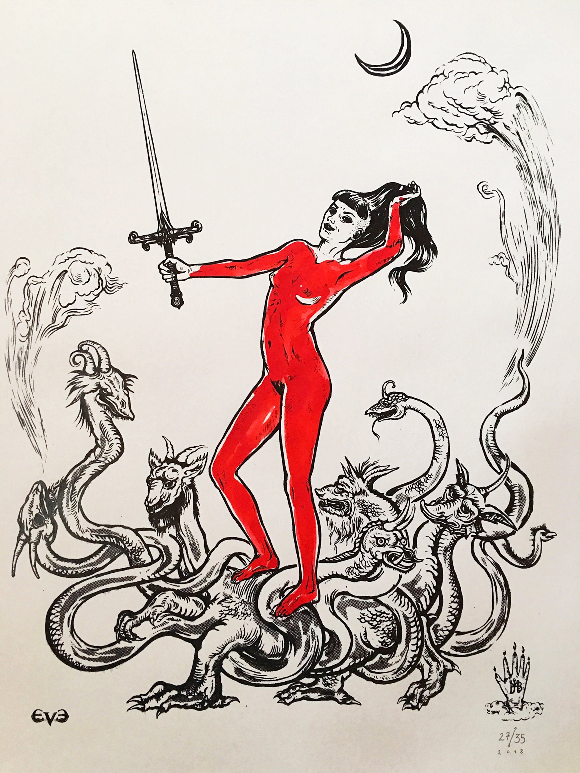 Whore of Babylon, Babylon the great, Screenprint 20"x26"