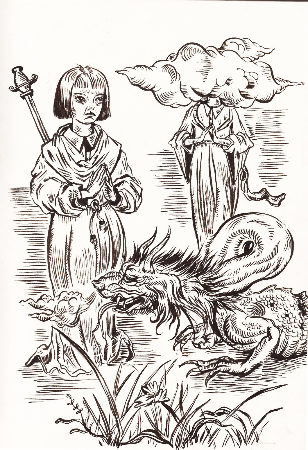 Dragon -  Ink on Paper - Original art  - 8