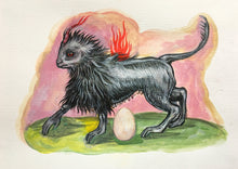 Load image into Gallery viewer, Lion Chimera / Cosmic Egg, Original art work, Acrylic on Watercolor paper 220 gsm, 6&quot;x8.2
