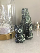 Load image into Gallery viewer, Rabbit and Owl Figurine, Basalt Stone
